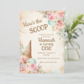 ヴィンテージアイスクリームm花アイスクリームコーン 招待状 (スタンド正面)