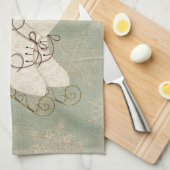 ヴィンテージアイススケートかわいいスノーフレーク素朴な冬 キッチンタオル (四つ折り)