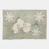 ヴィンテージアイススケートかわいいスノーフレーク素朴な冬 キッチンタオル (横)