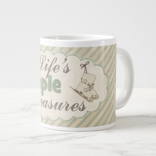 ヴィンテージアイススケートかわいい冬の引用文 ストライプの ジャンボコーヒーマグカップ (正面右)