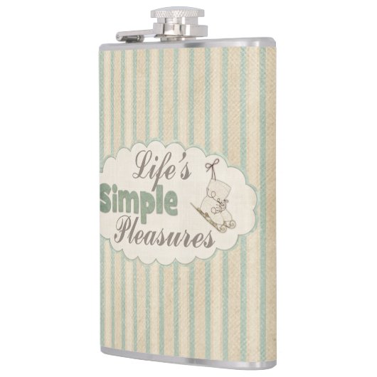 ヴィンテージアイススケートかわいい冬の引用文 ストライプの フラスク (左)