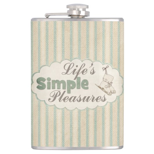 ヴィンテージアイススケートかわいい冬の引用文 ストライプの フラスク (正面)