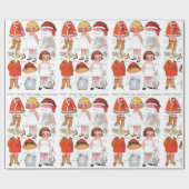 ヴィンテージアイススケートで滑る⛸紙人形ギフトラップ ラッピングペーパー (フラット)