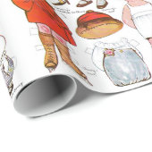 ヴィンテージアイススケートで滑る⛸紙人形ギフトラップ ラッピングペーパー (ロールコーナー)