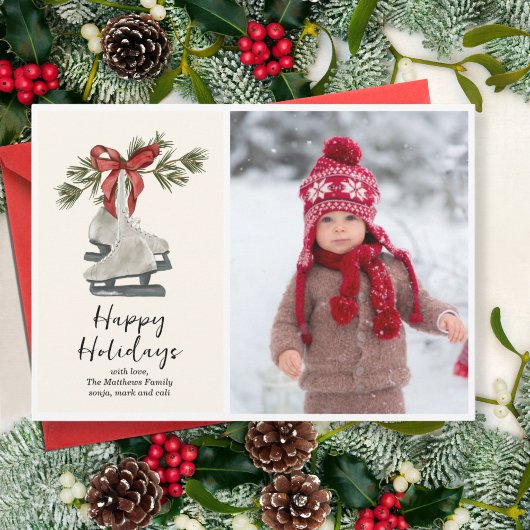 ヴィンテージアイススケートフラットホリデーカード シーズンカード