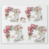 ヴィンテージアイススケートホリデーラッピング紙 ラッピングペーパー (フラット)