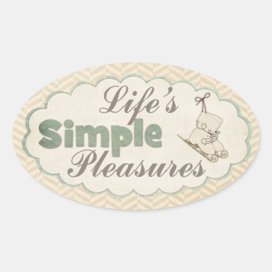 ヴィンテージアイススケート冬の引用文シンプル快楽 楕円形シール (正面)