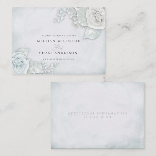 ヴィンテージアイスブルーとホワイトローズ 名刺 (正面/裏面)