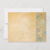 ヴィンテージアイスブルーダマスクレースウェディングRSVP 出欠カード (裏面)