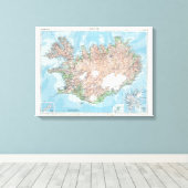 ヴィンテージアイスランドの地図 キャンバスプリント (インサイチュ (ウッドフロア))