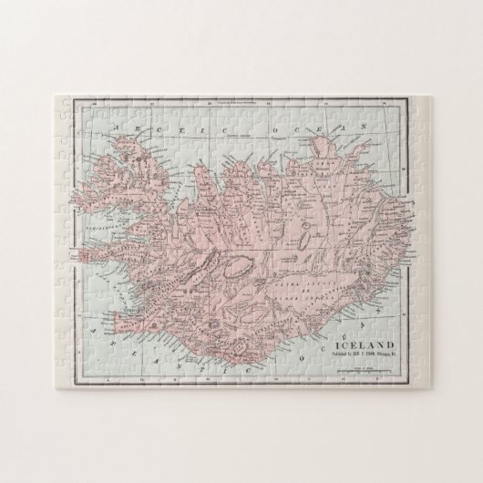 ヴィンテージアイスランドの地図(1901年) ジグソーパズル (横)