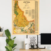 ヴィンテージアイダホ鉱物資源地図 ポスター (ホームオフィス)