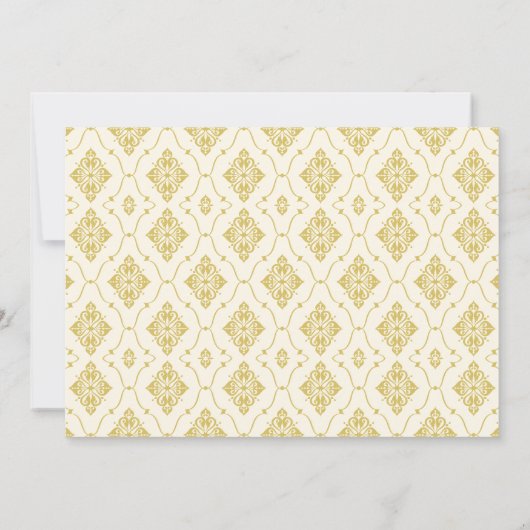 ヴィンテージアイボリーおよび金ゴールド結婚アールデコ 招待状 (裏面)