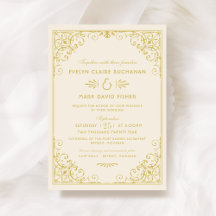 ヴィンテージアイボリーおよび金ゴールド結婚アールデコ