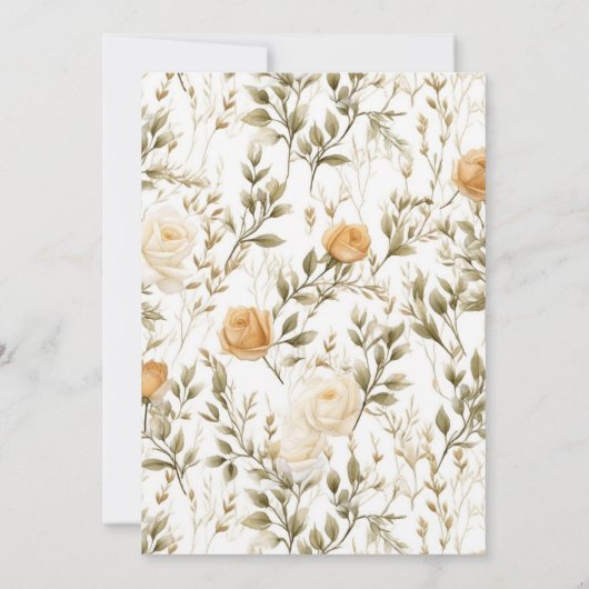 ヴィンテージアイボリーおよび金ゴールド結婚バラ 招待状 (裏面)