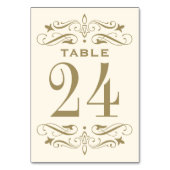 ヴィンテージアイボリーとアンティーク金ゴールドフローリッシュ結婚ズ テーブルナンバー (正面)
