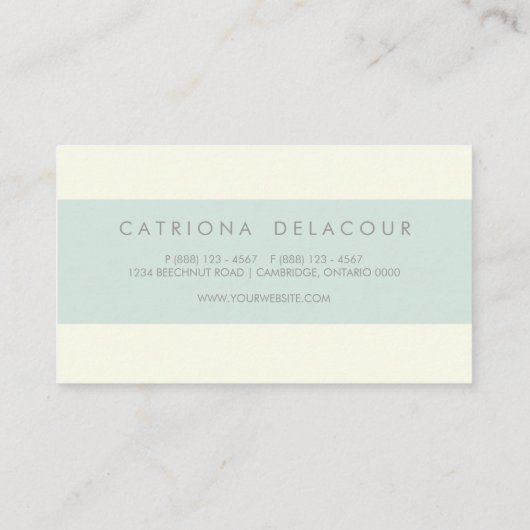 ヴィンテージアイボリーとミントグリーンストライプのパターン 名刺 (裏面)