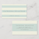 ヴィンテージアイボリーとミントグリーンストライプのパターン 名刺 (正面/裏面)