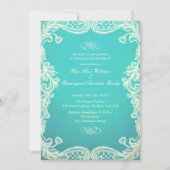 ヴィンテージアイボリーとミントレース結婚式招待状 招待状 (正面)