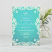 ヴィンテージアイボリーとミントレース結婚式招待状 招待状 (スタンド正面)