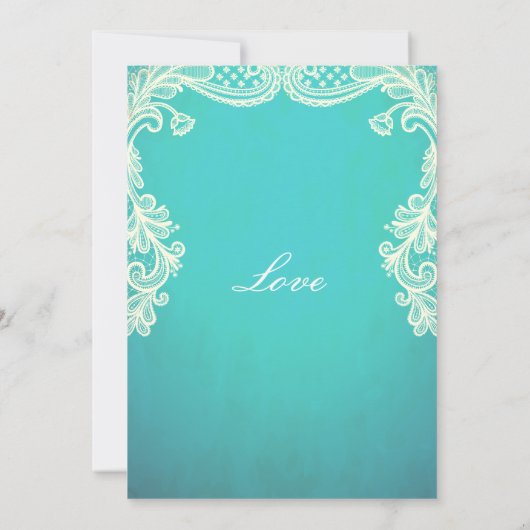 ヴィンテージアイボリーとミントレース結婚式招待状 招待状 (裏面)