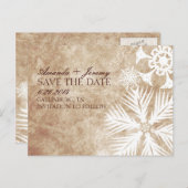 ヴィンテージアイボリーと白い雪片の保存日付 案内ポストカード (正面/裏面)