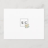 ヴィンテージアイボリーと緑水色フローラ結婚ズ 案内ポストカード (裏面)