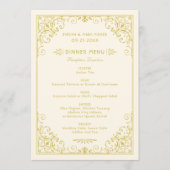 ヴィンテージアイボリーと金ゴールド結婚アールデコの夕食 メニュー (正面)