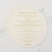 ヴィンテージアイボリーと金ゴールド結婚アールデコ メニュー (正面/裏面)