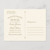 ヴィンテージアイボリーアンティークフローリッシュ日付を保存 案内ポストカード (裏面)