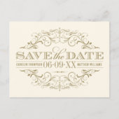 ヴィンテージアイボリーアンティークフローリッシュ日付を保存 案内ポストカード (正面)