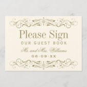 ヴィンテージアイボリーアンティークフローリッシュ結婚ズゲストブック (正面)