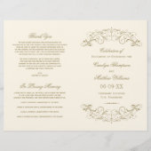 ヴィンテージアイボリーアンティークフローリッシュ結婚式 プログラム (正面)