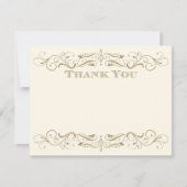 ヴィンテージアイボリーアンティークフローリッ結婚シュありがとう ノートカード (正面)