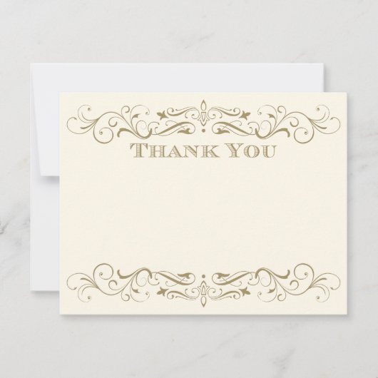 ヴィンテージアイボリーアンティークフローリッ結婚シュありがとう ノートカード (正面)