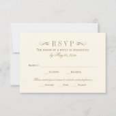 ヴィンテージアイボリーアンティークフローリッ結婚シュ 出欠カード (正面)