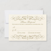 ヴィンテージアイボリーアンティークフローリッ結婚シュ 出欠カード (正面)