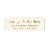 ヴィンテージアイボリーアンティーク結婚金ゴールド差出人住所 ラベル (正面)