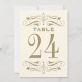 ヴィンテージアイボリーアンティーク金ゴールドフローリッシュテーブル番号 招待状 (裏面)