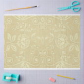 ヴィンテージアイボリークリーム素朴フローラレパターン（の模様が）あるース 薄葉紙 (クラフト)