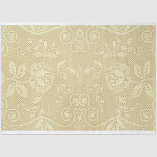 ヴィンテージアイボリークリーム素朴フローラレパターン（の模様が）あるース 薄葉紙