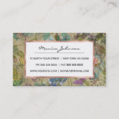 ヴィンテージアイボリーグリーンブルーピンクピーコックコラージュ 名刺 (裏面)