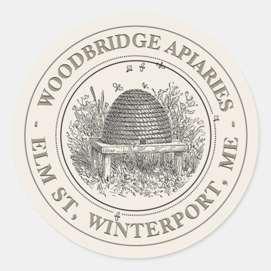 ヴィンテージアイボリースケッチアピアラベル ラウンドシール (正面)