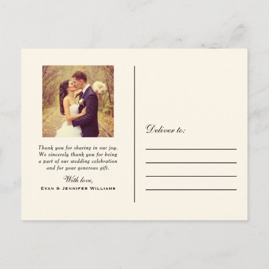 ヴィンテージアイボリース結婚クリプトの写真ありがとう ポストカード (裏面)