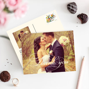 ヴィンテージアイボリース結婚クリプトの写真ありがとう ポストカード