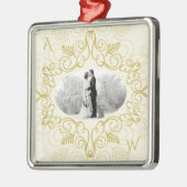 ヴィンテージアイボリーデコフレームフェスティバル葉の写真 メタルオーナメント (左)