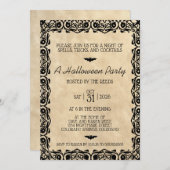 ヴィンテージアイボリーハローウィンパーティ招待状 招待状 (正面/裏面)