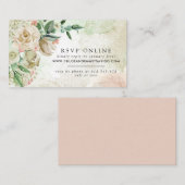 ヴィンテージアイボリーバラアジサイRSVPオンライン エンクロージャーカード (正面/裏面)
