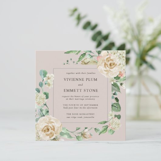 ヴィンテージアイボリーバラフローラスクエア結婚ズ