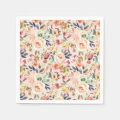 ヴィンテージアイボリーピンク茶色の水色の素朴なフローラ スタンダードカクテルナプキン (正面)